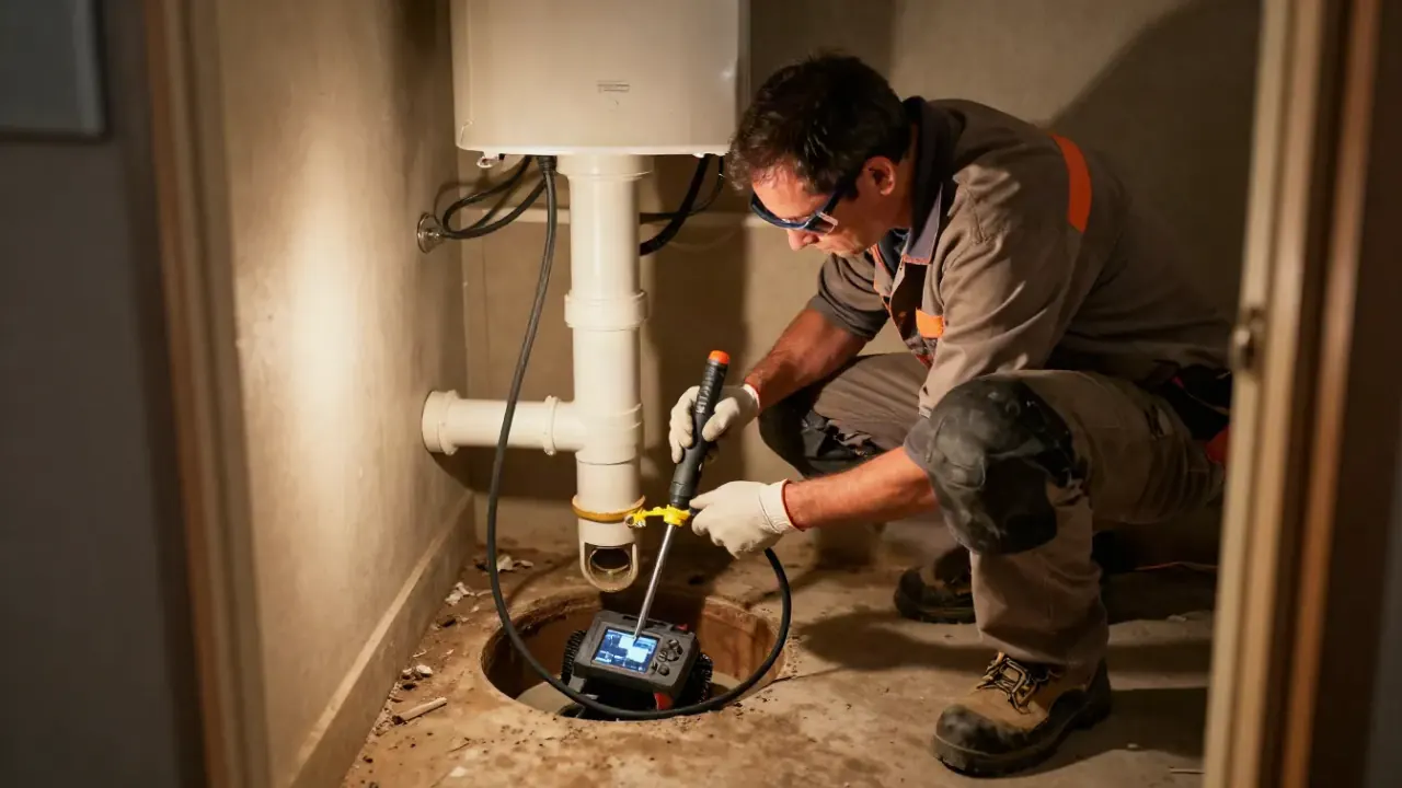 Drain Pipe Repair in Lake Forest, California: drain cleaning technician applying solvent cement to a new drain pipe fitting